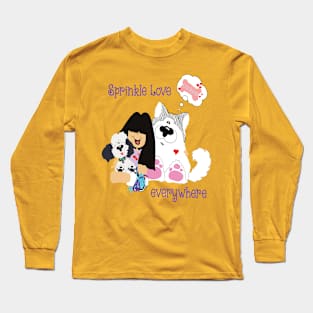 Sprinkle Love Everywhere - Alaskan Malamute + Miniature Poodle Long Sleeve T-Shirt